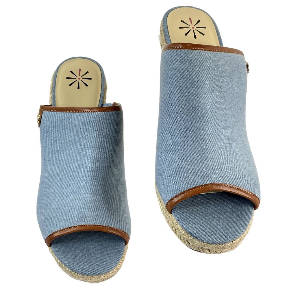 Isaac Mizrahi Shoes Womens Sz 10 Blue Espadrille Erinn 2 Chambray Denim Wedge - Picture 2 of 14